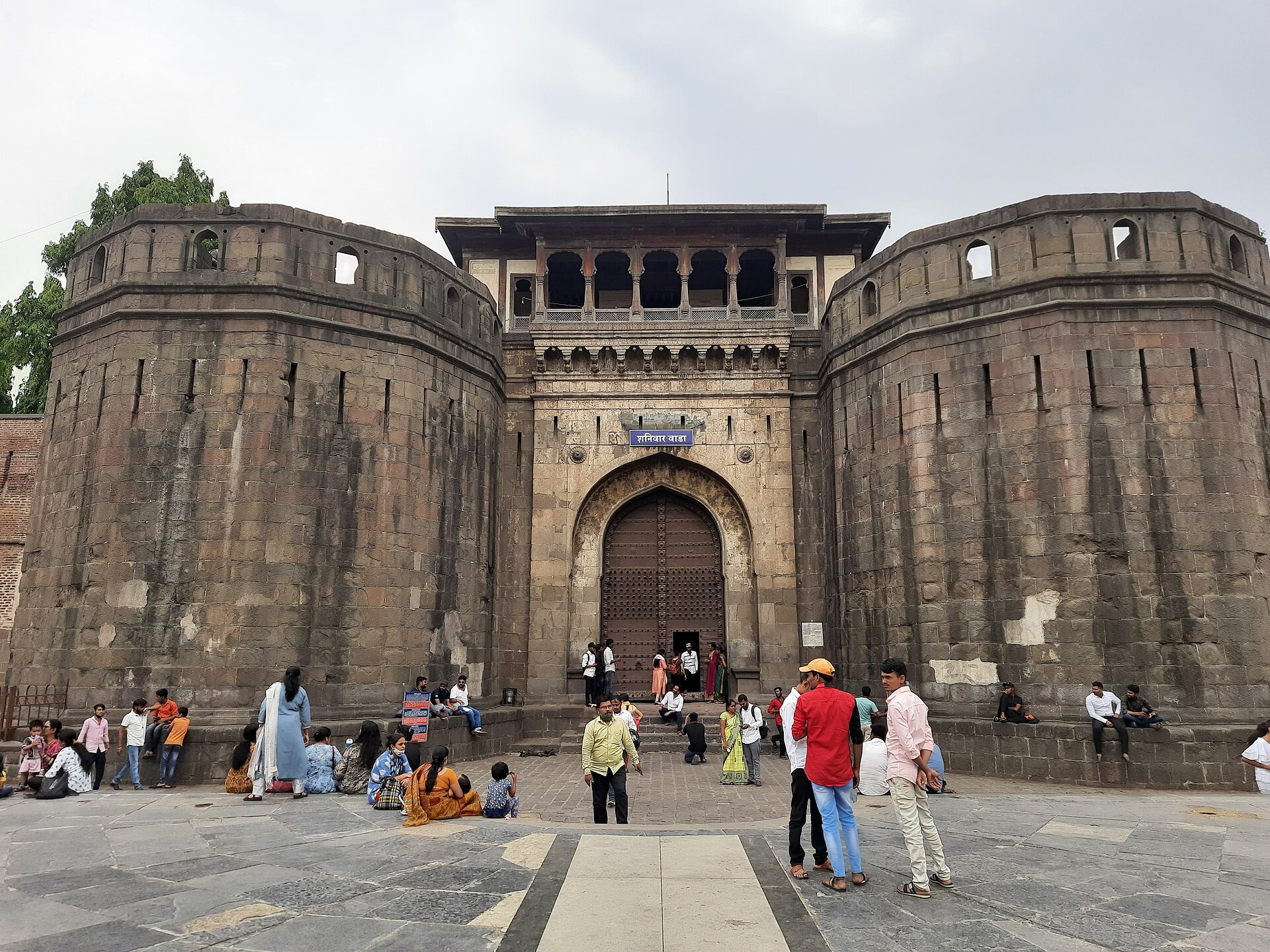 The stone bastions and main gate of Shaniwar Wada in Pune